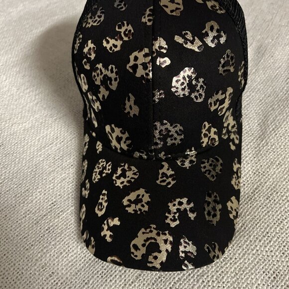 Women's Leopard Print Baseball Cap Criss Cross Ponytail Trucker Hat Adjustable - Picture 5 of 8